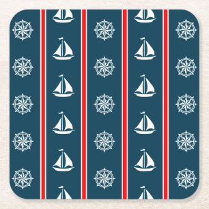 Nautical design square paper coaster