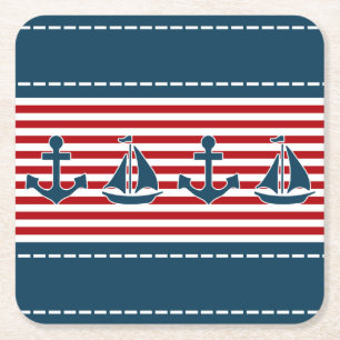 Nautical design square paper coaster