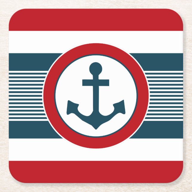 Nautical design square paper coaster (Front)