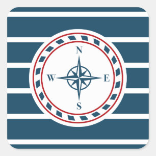 Nautical design square sticker