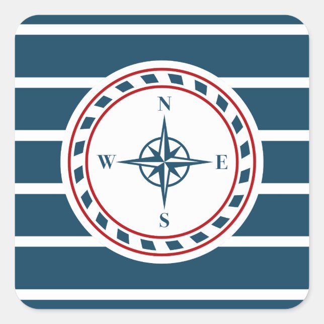 Nautical design square sticker (Front)