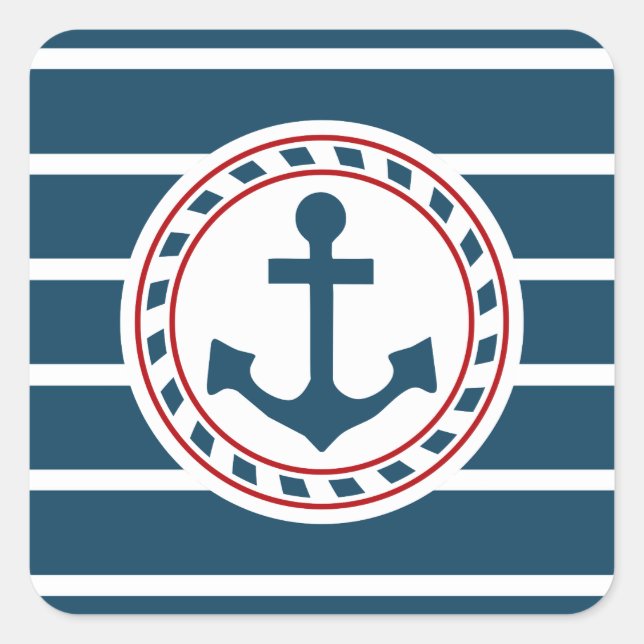 Nautical design square sticker (Front)