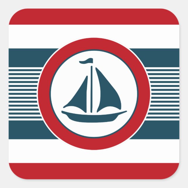 Nautical design square sticker (Front)