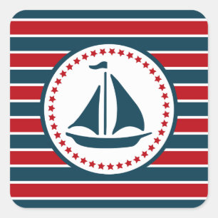 Nautical design square sticker