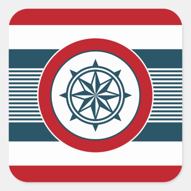 Nautical design square sticker (Front)