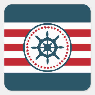 Nautical design square sticker