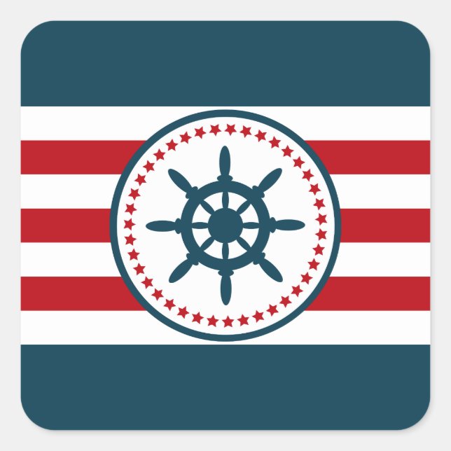 Nautical design square sticker (Front)