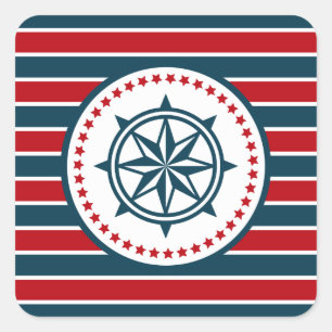 Nautical design square sticker