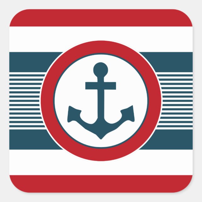 Nautical design square sticker (Front)