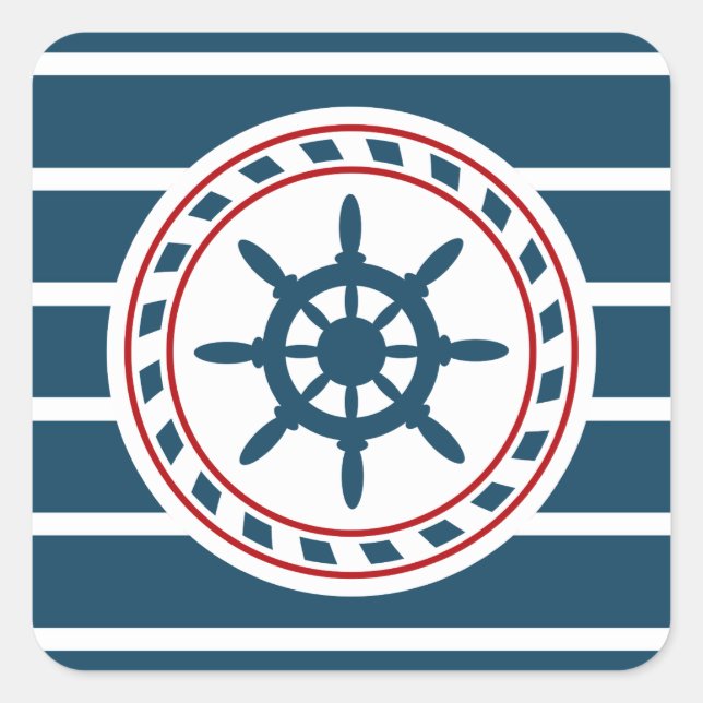 Nautical design square sticker (Front)