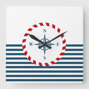 Nautical design square wall clock