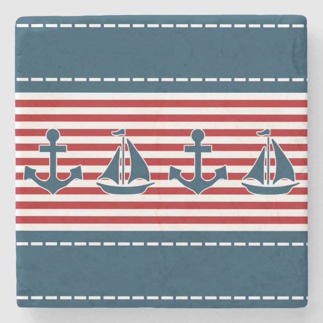 Nautical design stone coaster (Front)