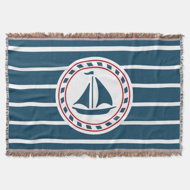 Nautical design throw blanket (Front)