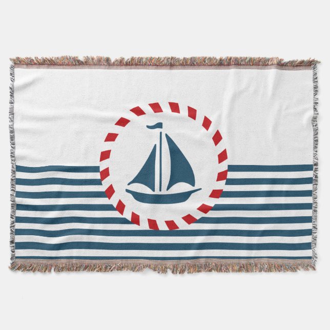 Nautical design throw blanket (Front)