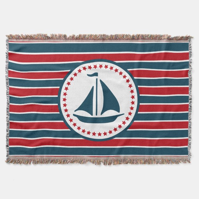 Nautical design throw blanket (Front)