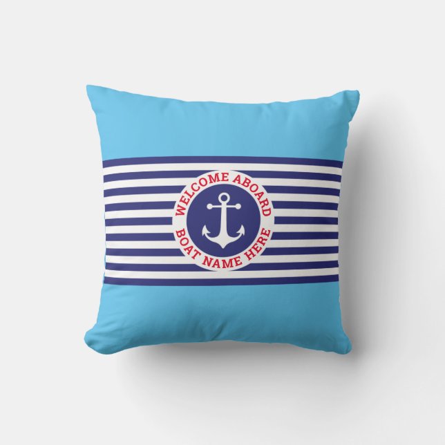 Nautical Design with Navy Stripes Cushion (Front)