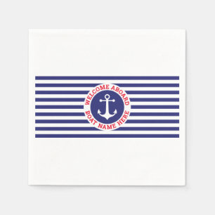 Nautical Design with Navy Stripes Napkin