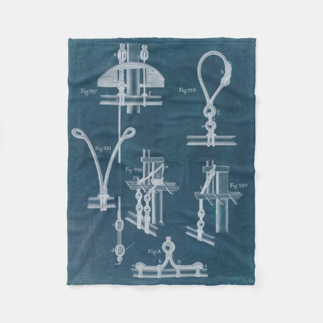 Nautical Detail Blueprint IV Fleece Blanket (Front)