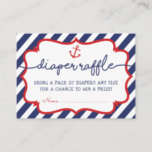 Nautical Diaper Raffle Beach Sea Baby Boy Navy Red Enclosure Card