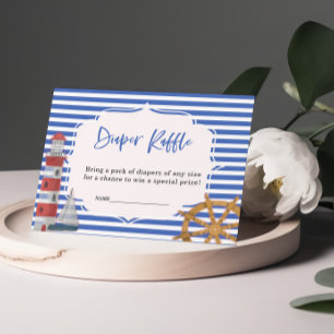 Nautical Diaper Raffle Blue boy Baby Shower Card