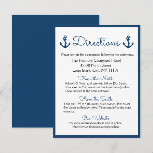 Nautical Directions Ship Anchor Navy Blue Wedding Invitation