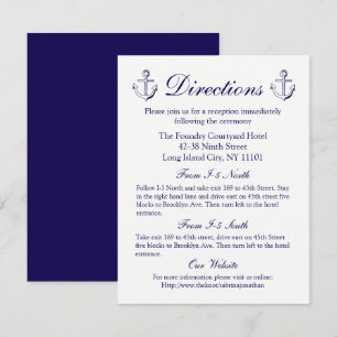 Nautical Directions Ship Anchor Navy Blue Wedding Invitation