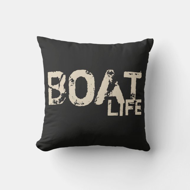 nautical distressed khaki BOAT LIFE | Throw Pillow (Front)