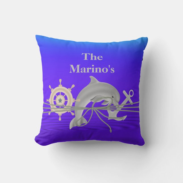 NAUTICAL Dolphin, Anchor, Ship  Custom Pillow Gift (Front)