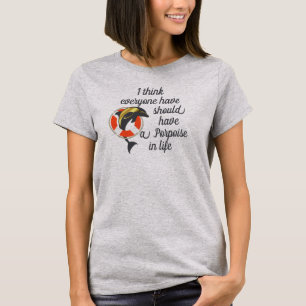 Nautical dolphin jumping through life preserver T- T-Shirt