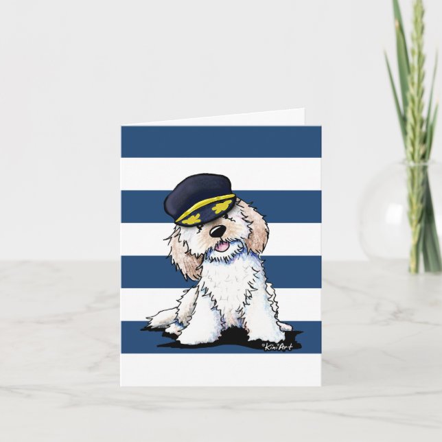 Nautical Doodle Dog Greeting Card (Front)