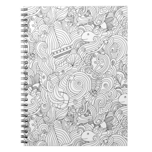 Nautical Doodle Spiral Notebook (Front)