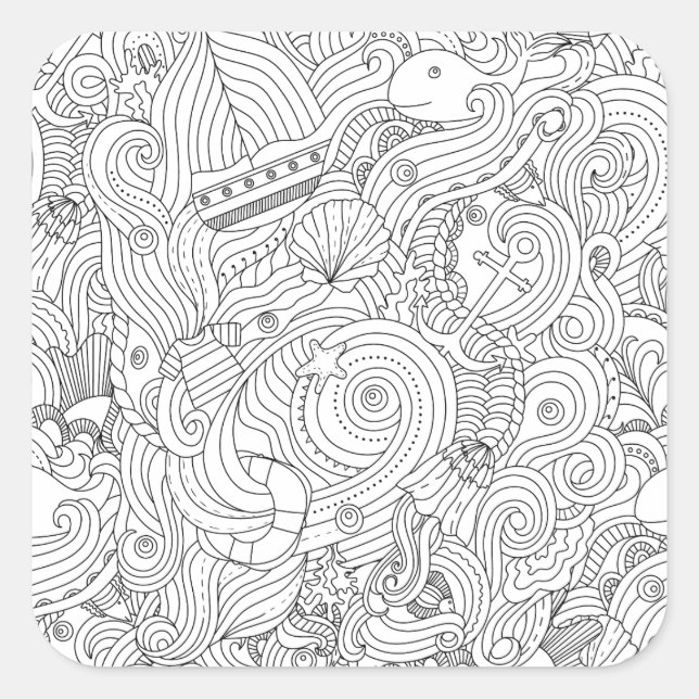 Nautical Doodle Square Sticker (Front)