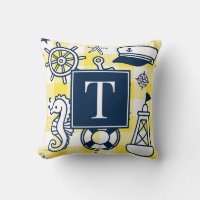 Nautical Doodles – Yellow & Navy Gingham Monogram