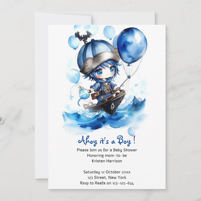 Nautical Dreams Unveiled: Boy Baby Shower Invitation (Front)