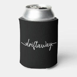 nautical DRIFT AWAY script lettering Can Cooler
