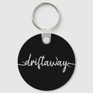 nautical DRIFT AWAY script lettering Key Ring