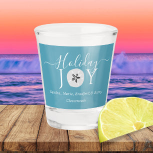 Nautical Dusty  Joy Sand dollar 3 Photo Christmas  Shot Glass