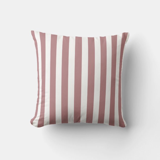 Nautical Dusty Pink & White Striped  Cushion (Front)