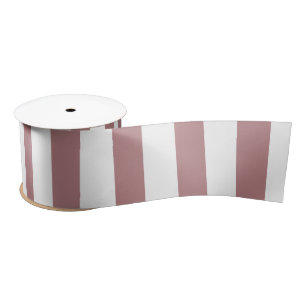 Nautical Dusty Pink & White Striped Satin Ribbon