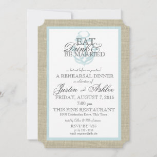 Nautical Eat Drink Married Rehearsal Dinner Invitation