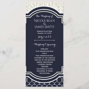Nautical Elegant Navy White Beach Wedding Program Programme