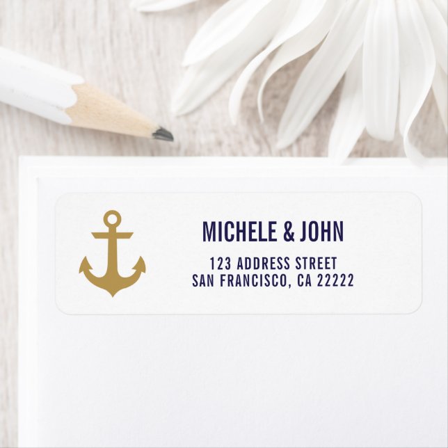 Nautical Elegant Simple Gold Anchor White Return (Insitu)