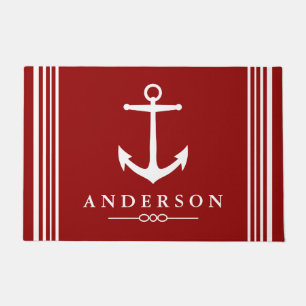 Nautical Elegant White Anchor   Personalised Doormat