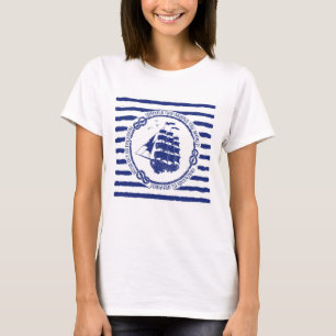 Nautical Emblem With Sailing Ship T-Shirt