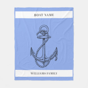 "Nautical Escape" Personalised Boat Name Anchor Fleece Blanket