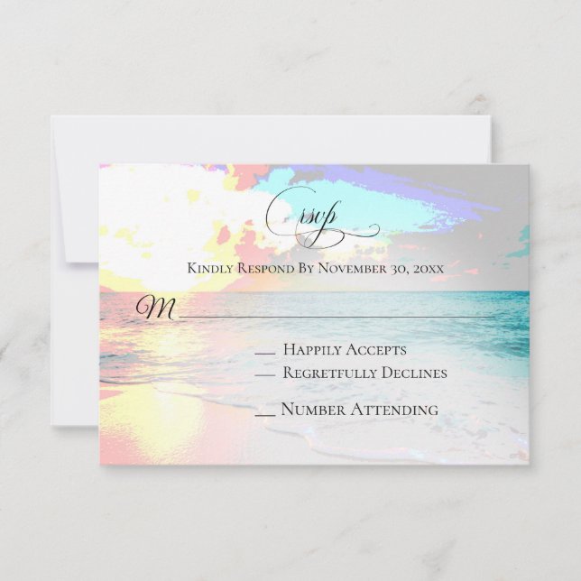 *~* Nautical Exotic Ocean Beach Wedding RSVP Card (Front)