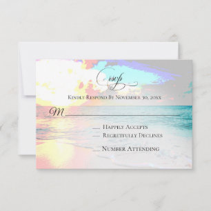 *~* Nautical Exotic Ocean Beach Wedding RSVP Card