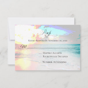 *~* Nautical Exotic Ocean - Beach Wedding RSVP Card