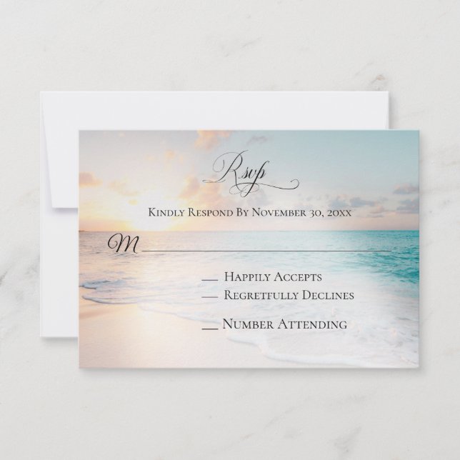 *~* Nautical Exotic Ocean Beach Wedding RSVP Card (Front)