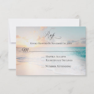 *~* Nautical Exotic Ocean Beach Wedding RSVP Card